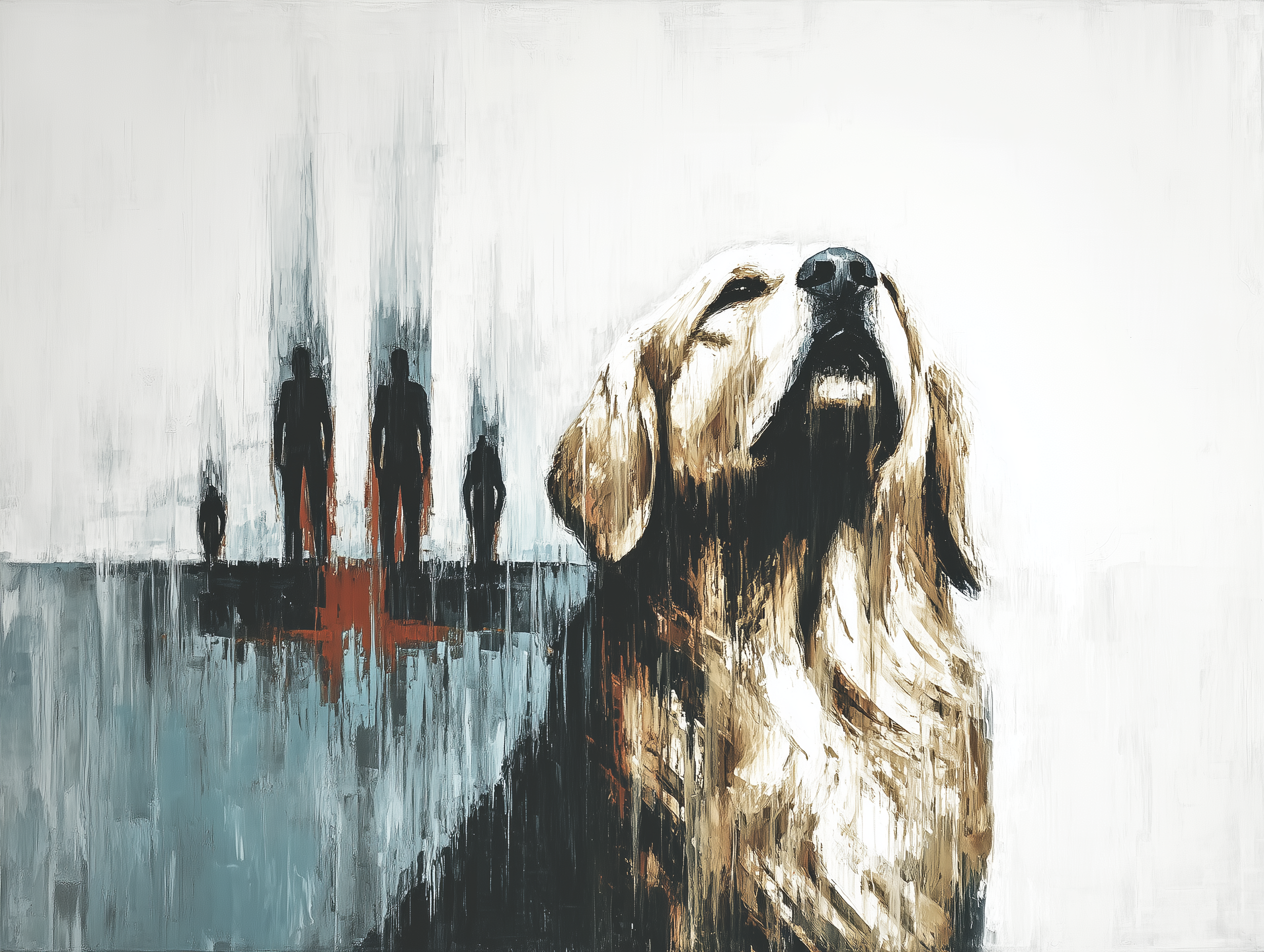 Artwork — golden retriever portrait peaceful muted watercolor 02