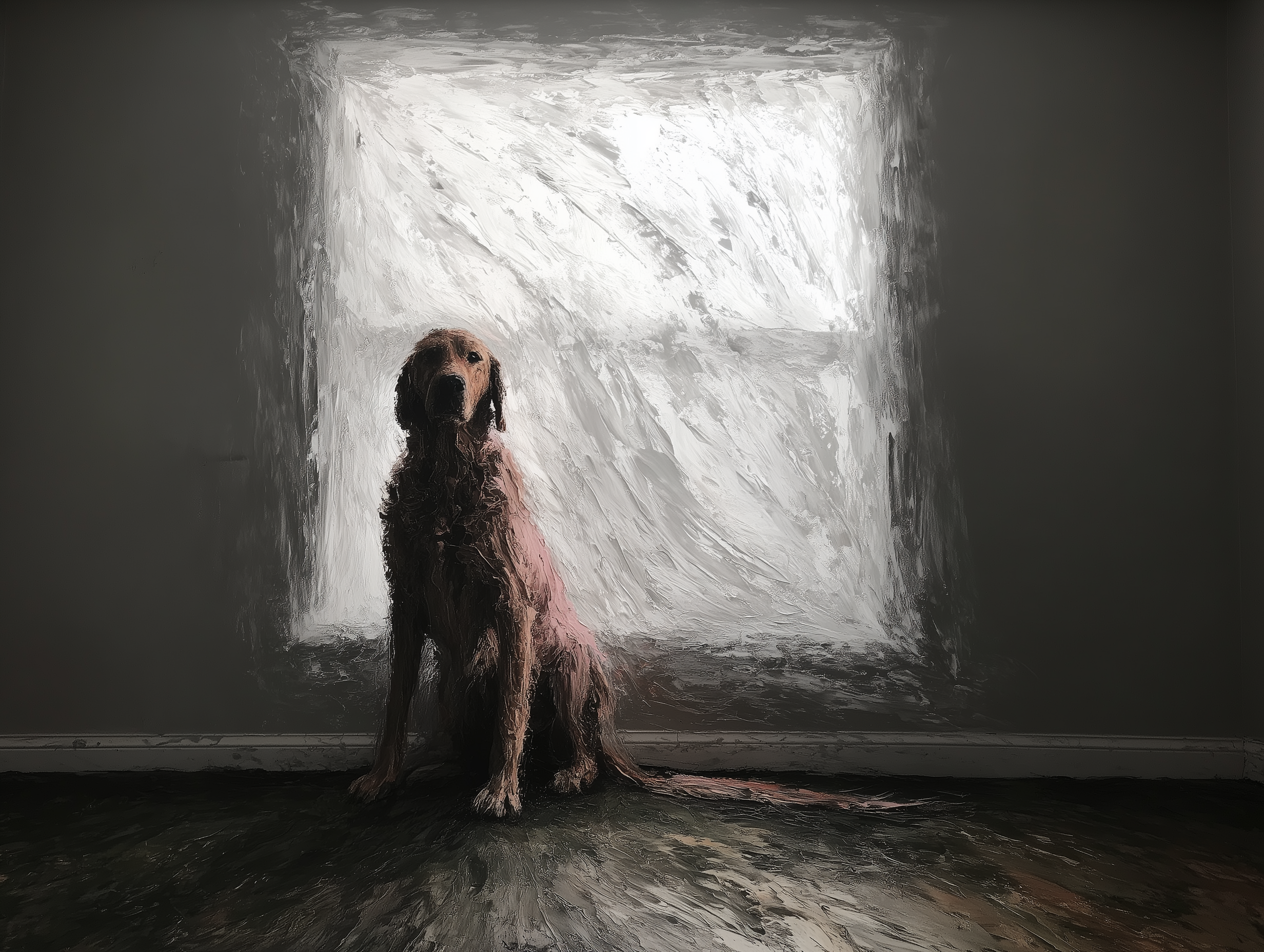 Artwork — golden retriever portrait reflective muted watercolor 01