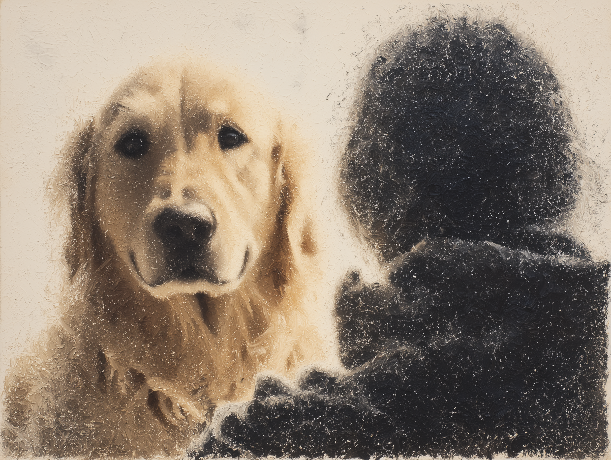 Artwork — golden retriever portrait reflective watercolor 02