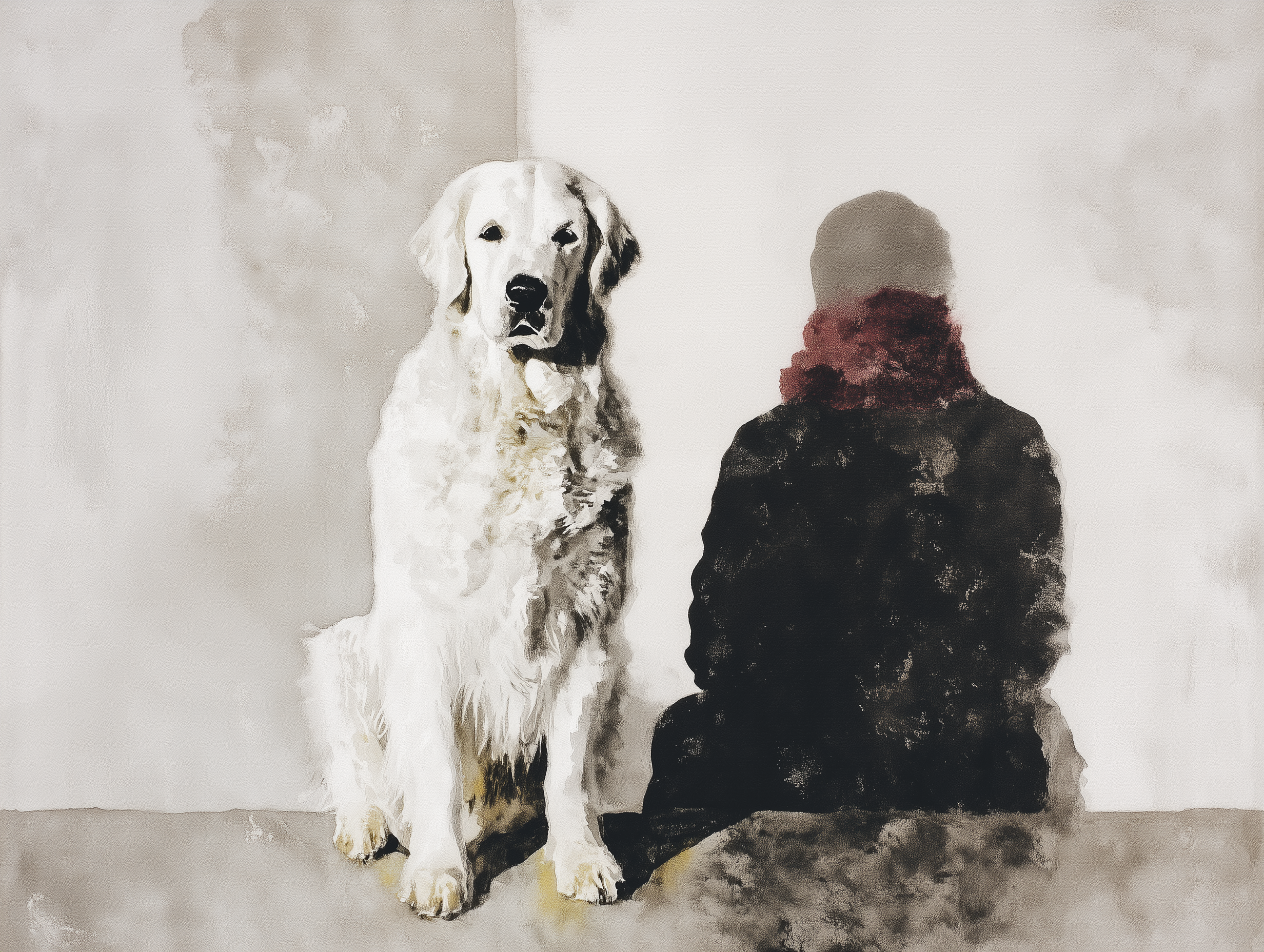 Artwork — golden retriever portrait reflective watercolor 04