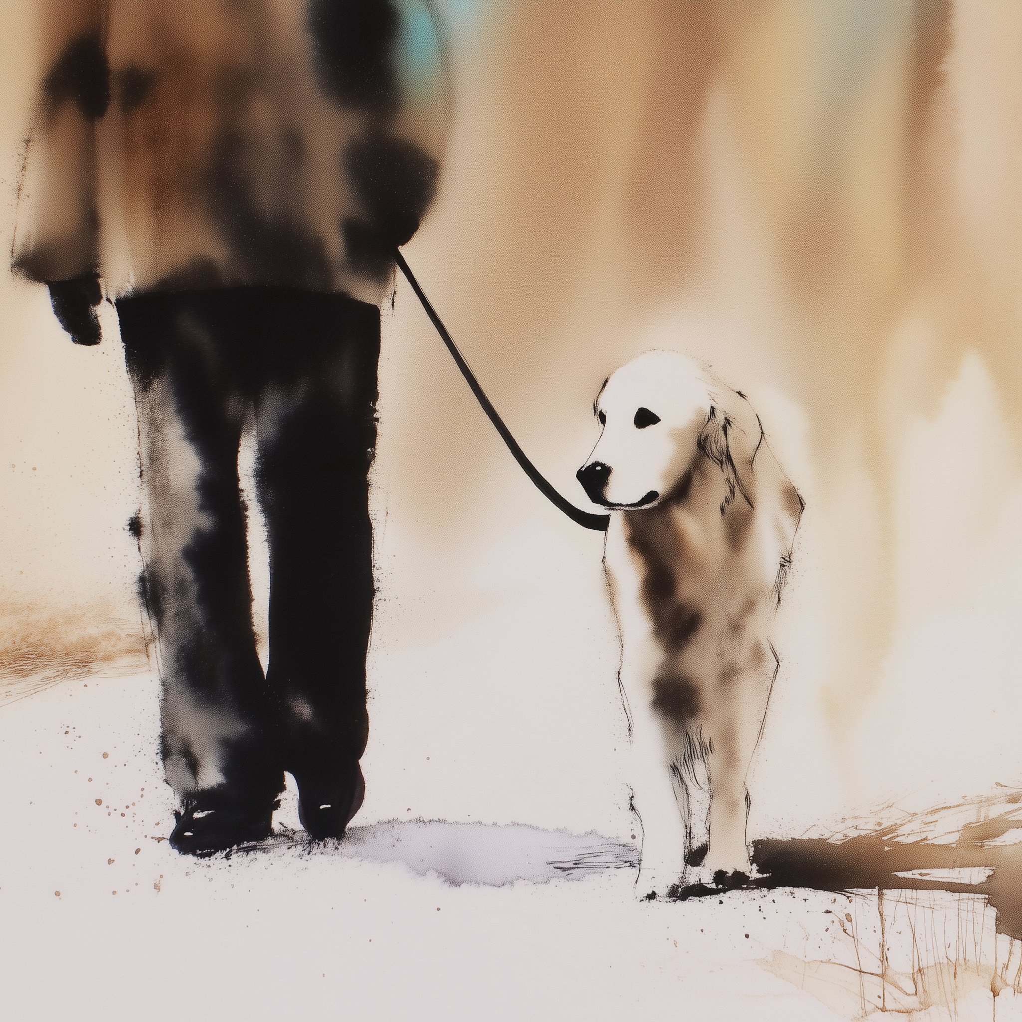 Artwork — golden retriever portrait soft watercolor 01