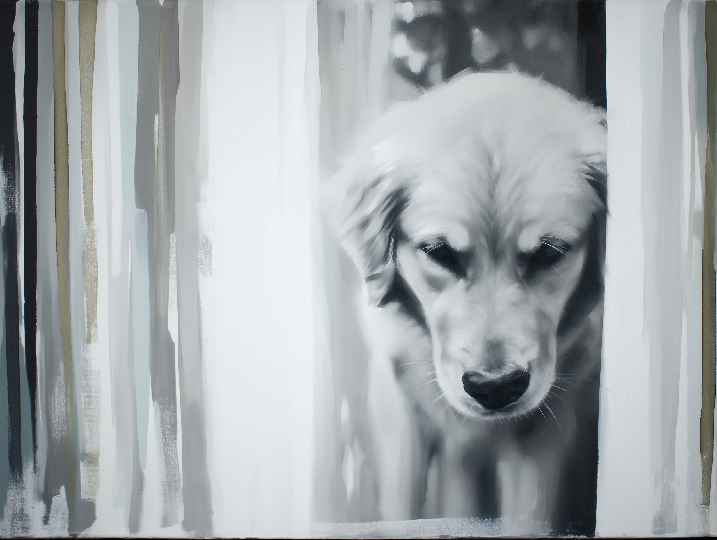 Artwork — golden retriever portrait softly lit watercolor 01