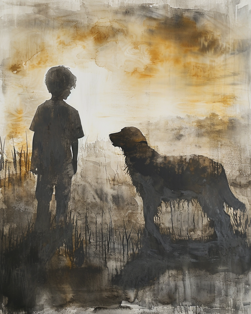 Artwork — golden retriever portrait urban stencil watercolor 02