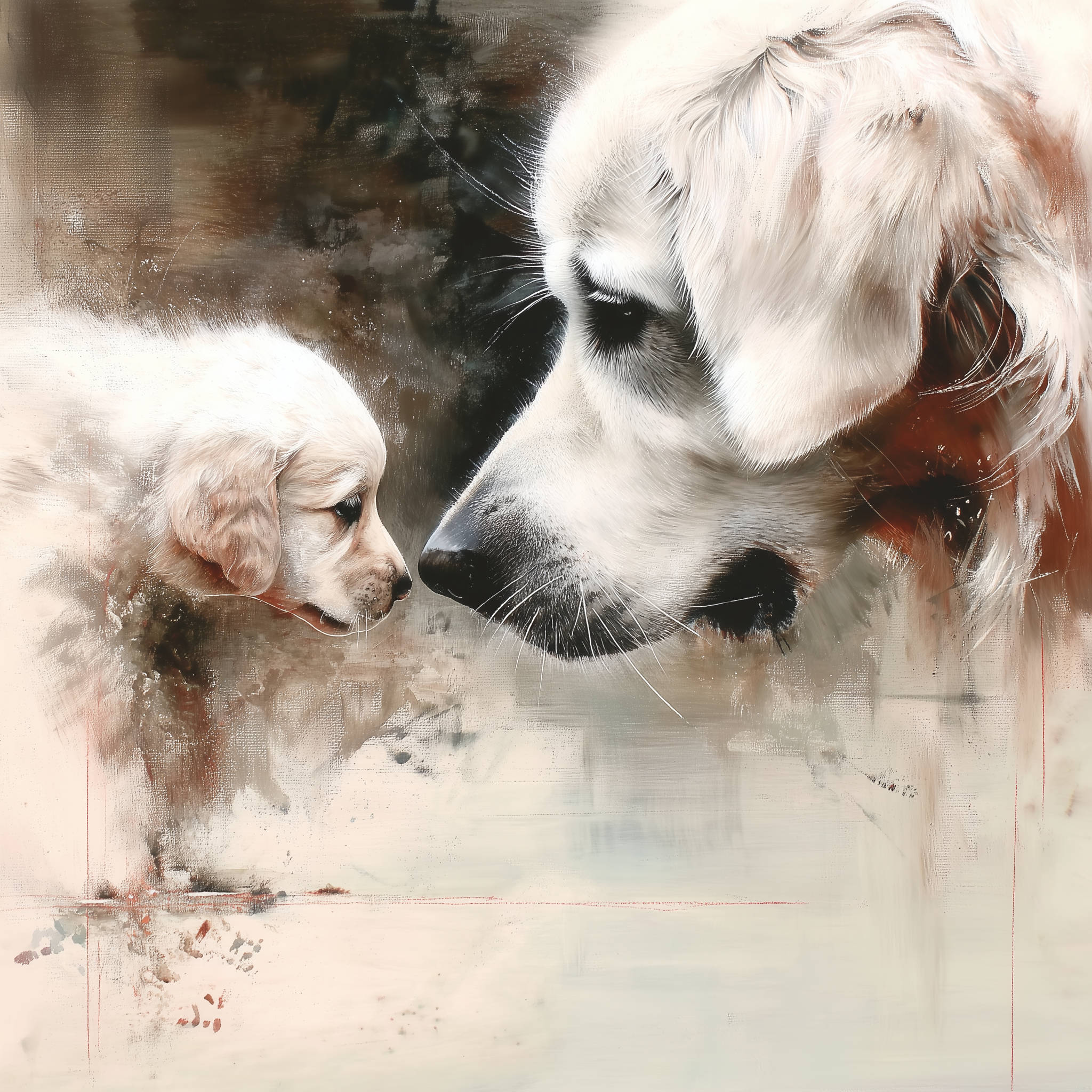 Artwork — golden retriever young golden introspective watercolor 01