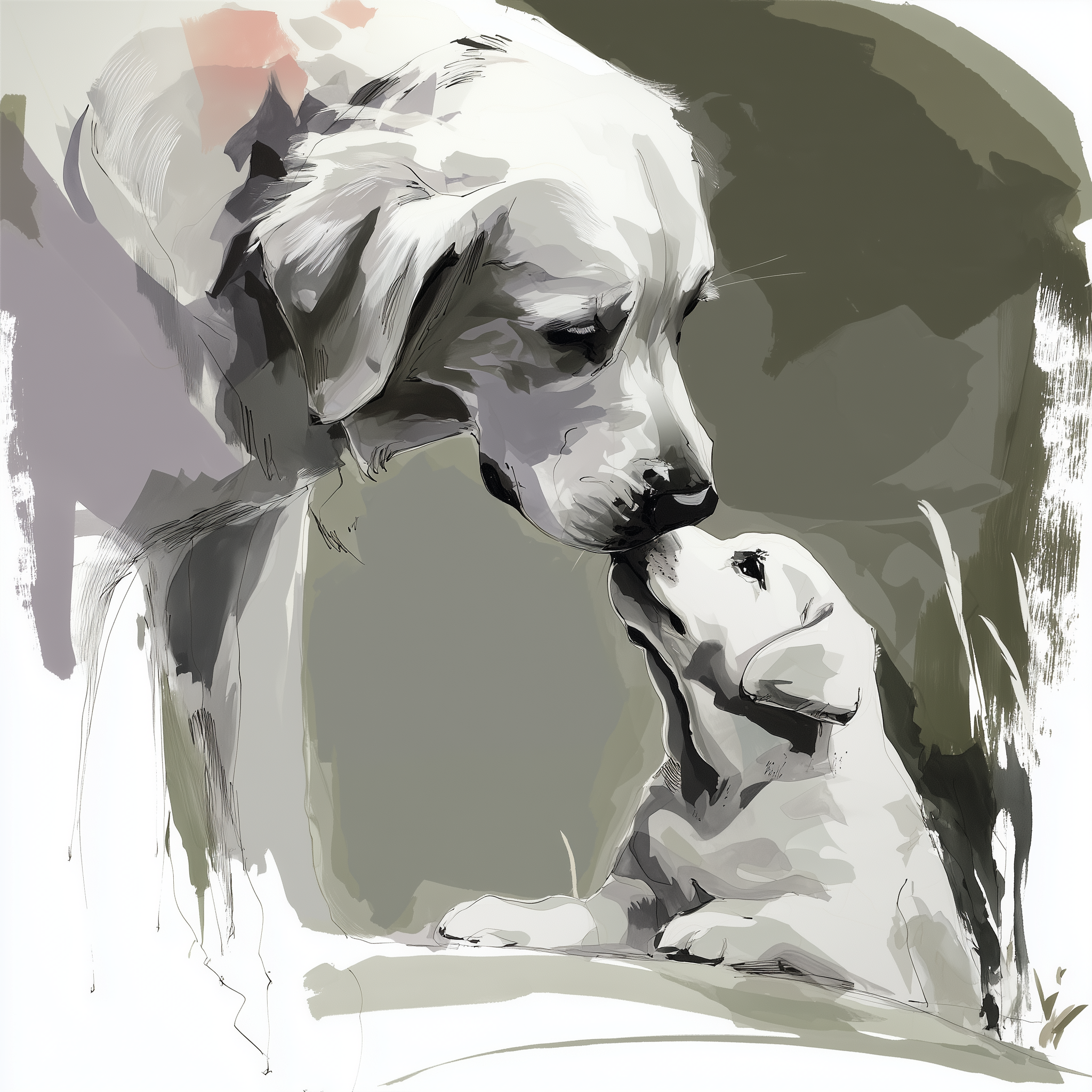 Artwork — golden retriever young golden introspective watercolor 02
