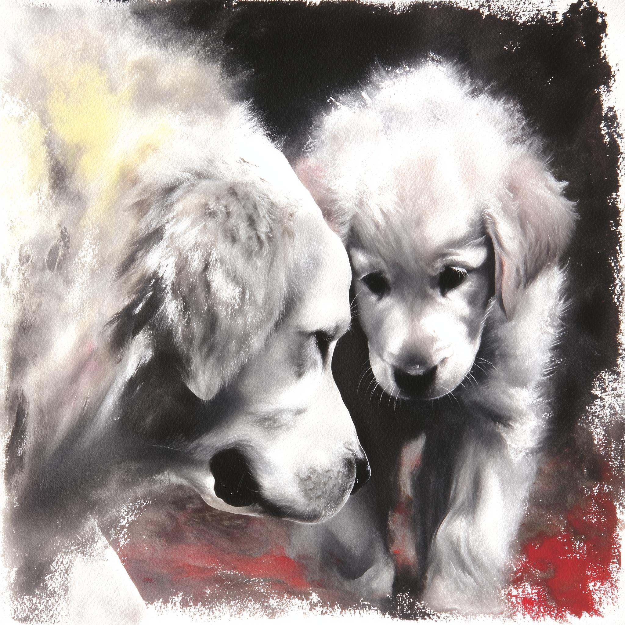 Artwork — golden retriever young golden introspective watercolor 03
