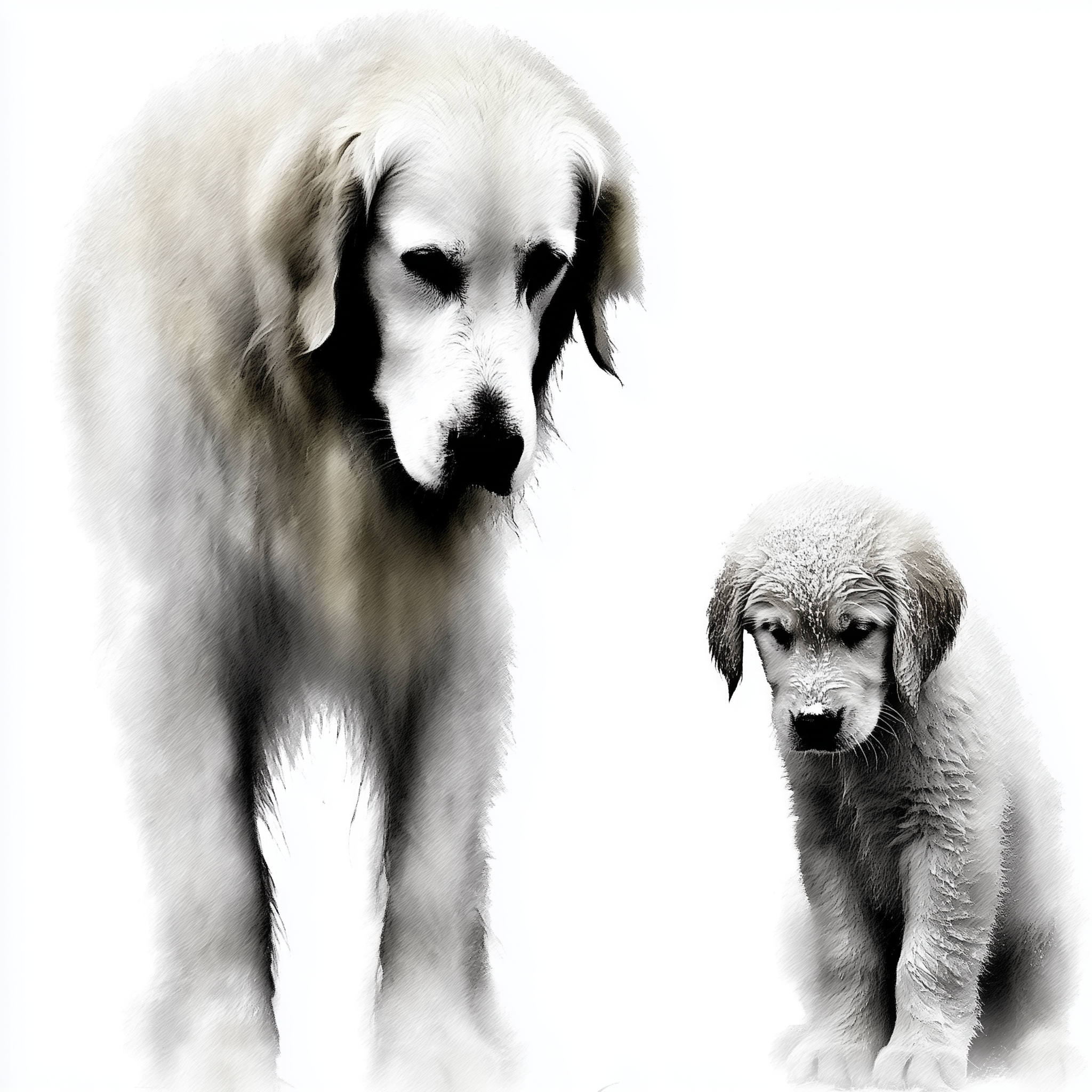 Artwork — golden retriever young golden introspective watercolor 04