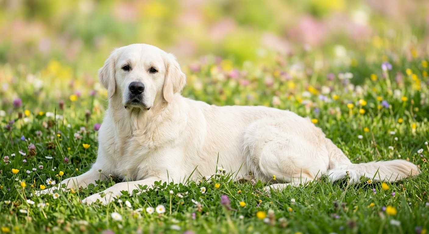English Cream Golden Retriever in a natural setting