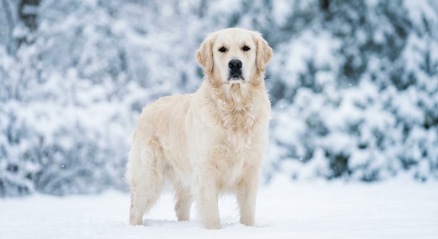 Golden Retriever in winter snow