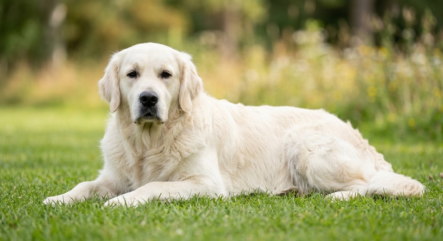 Golden Retriever Fred in spring