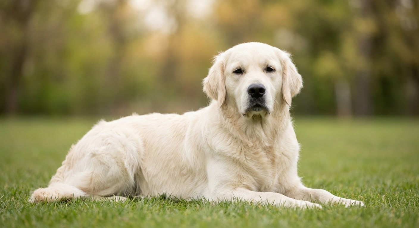 Golden Retriever from Just Behaving in spring