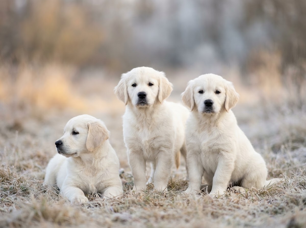 English Cream Golden Retriever puppy resting