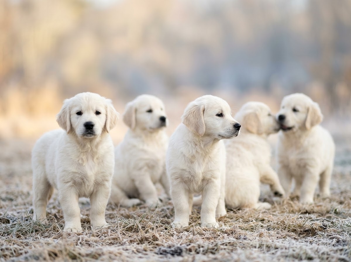 English Cream puppy portrait